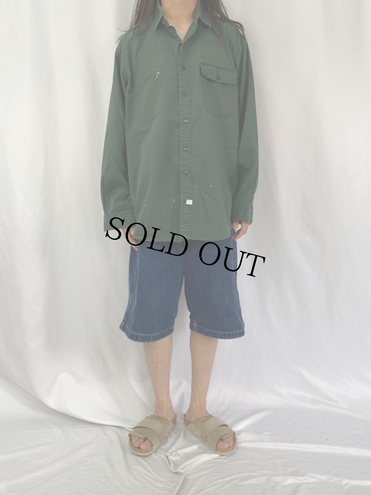 画像2: POLO Ralph Lauren コットンワークシャツ XL (2)