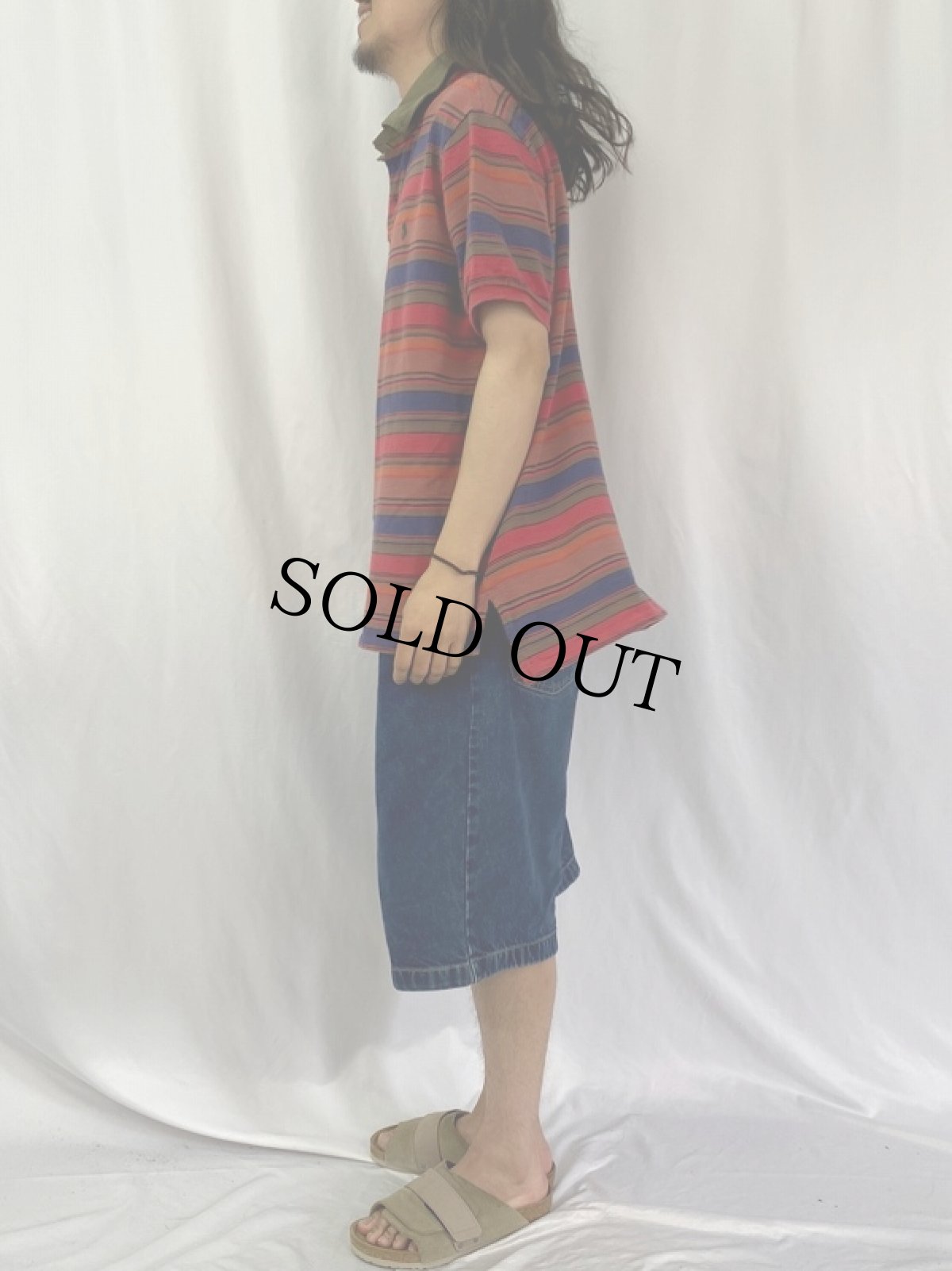 画像3: POLO Ralph Lauren "CUSTOM FIT" マルチボーダー柄 ロゴ刺繍 ポロシャツ XXL (3)