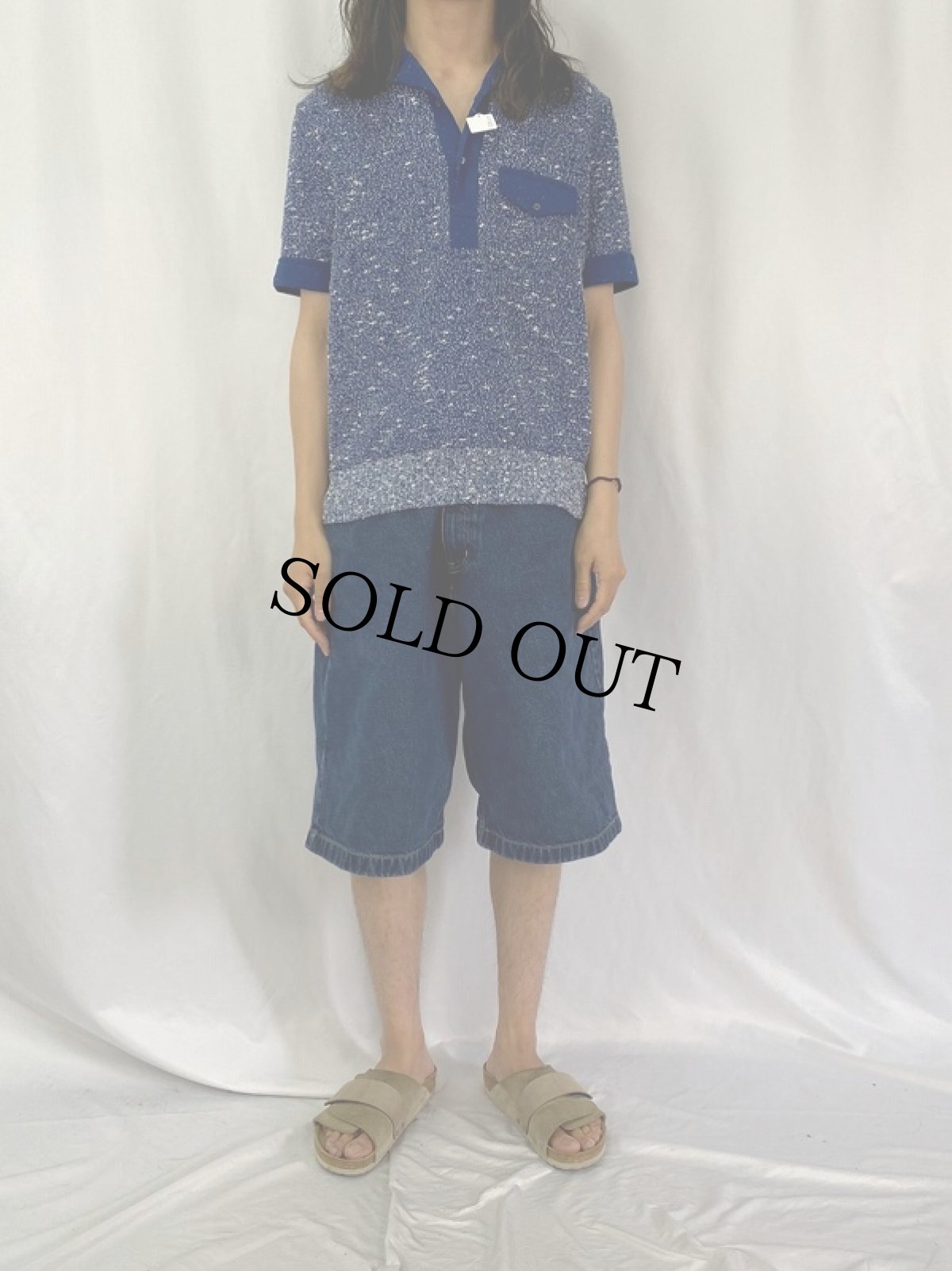 画像2: 70〜80's ネップデザイン バンロンポロシャツ (2)