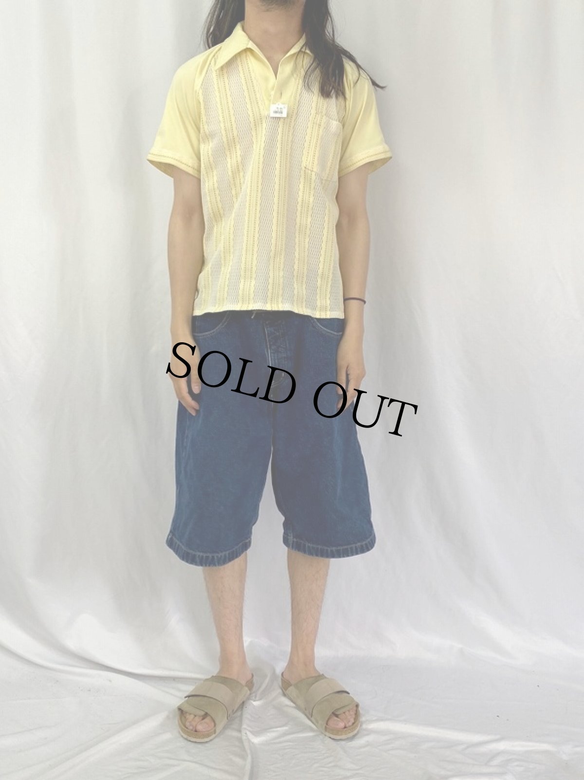 画像2: 80's KINGS ROAD ストライプ柄 バンロンポロシャツ  (2)