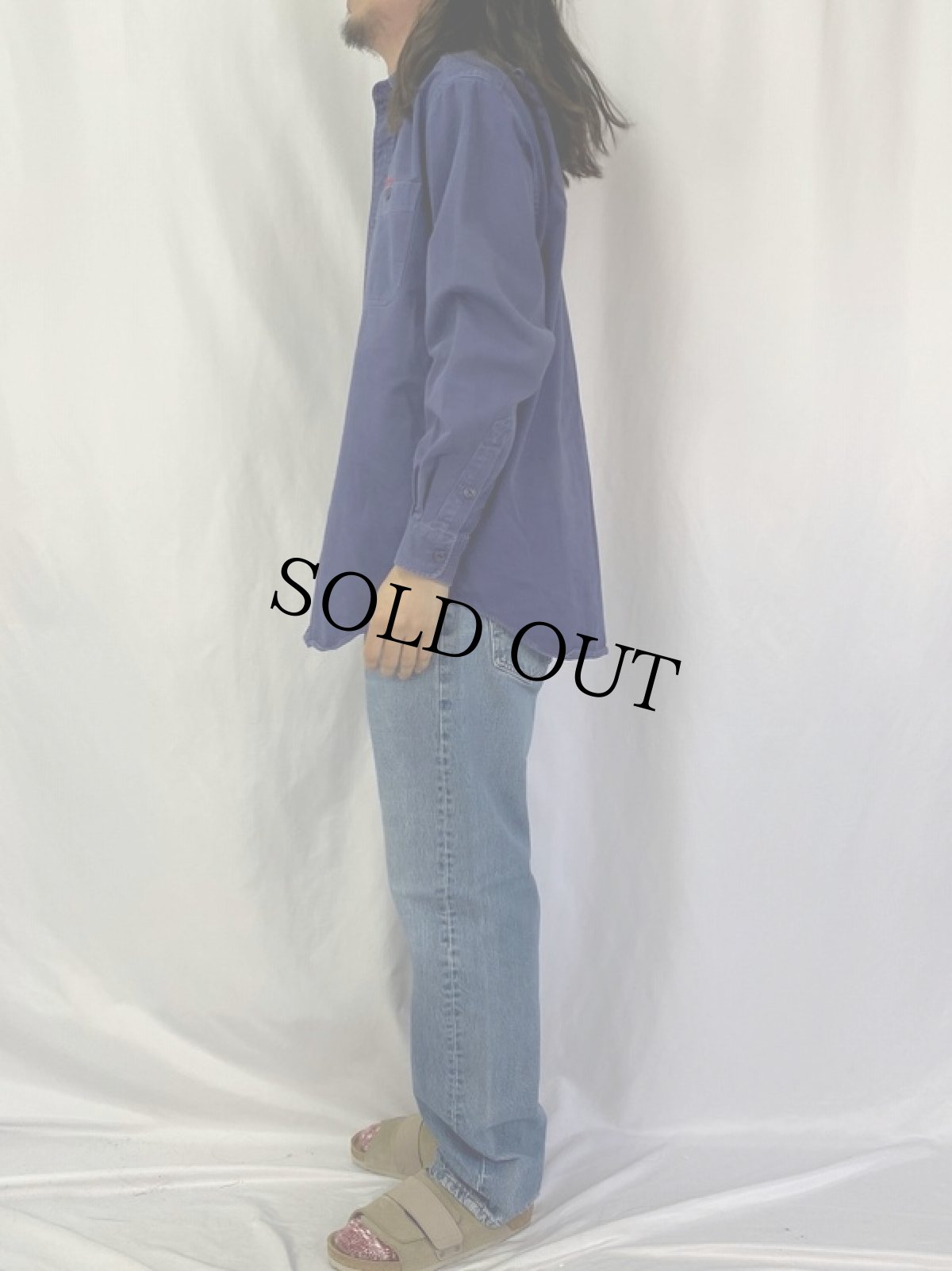 画像3: POLO Ralph Lauren "US-POLO-67" 猫目ボタン コットンワークシャツ M (3)