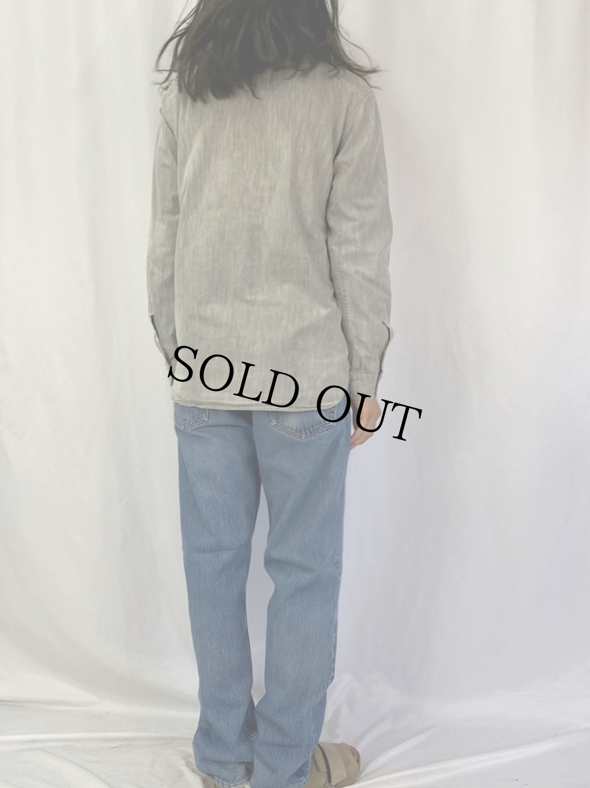 画像4: Ralph Lauren マチ&チンスト付き コットンワークシャツ M (4)