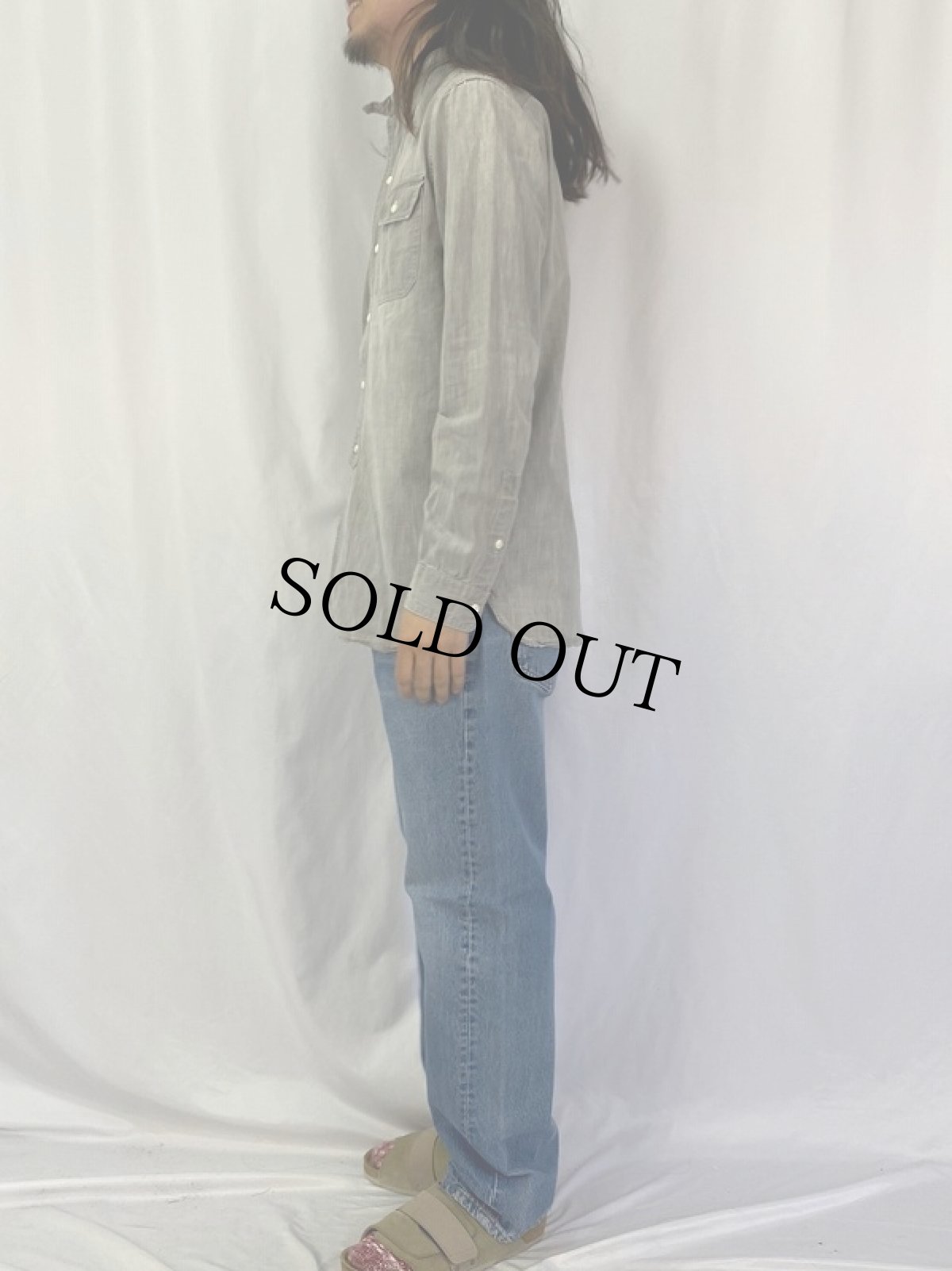 画像3: Ralph Lauren マチ&チンスト付き コットンワークシャツ M (3)