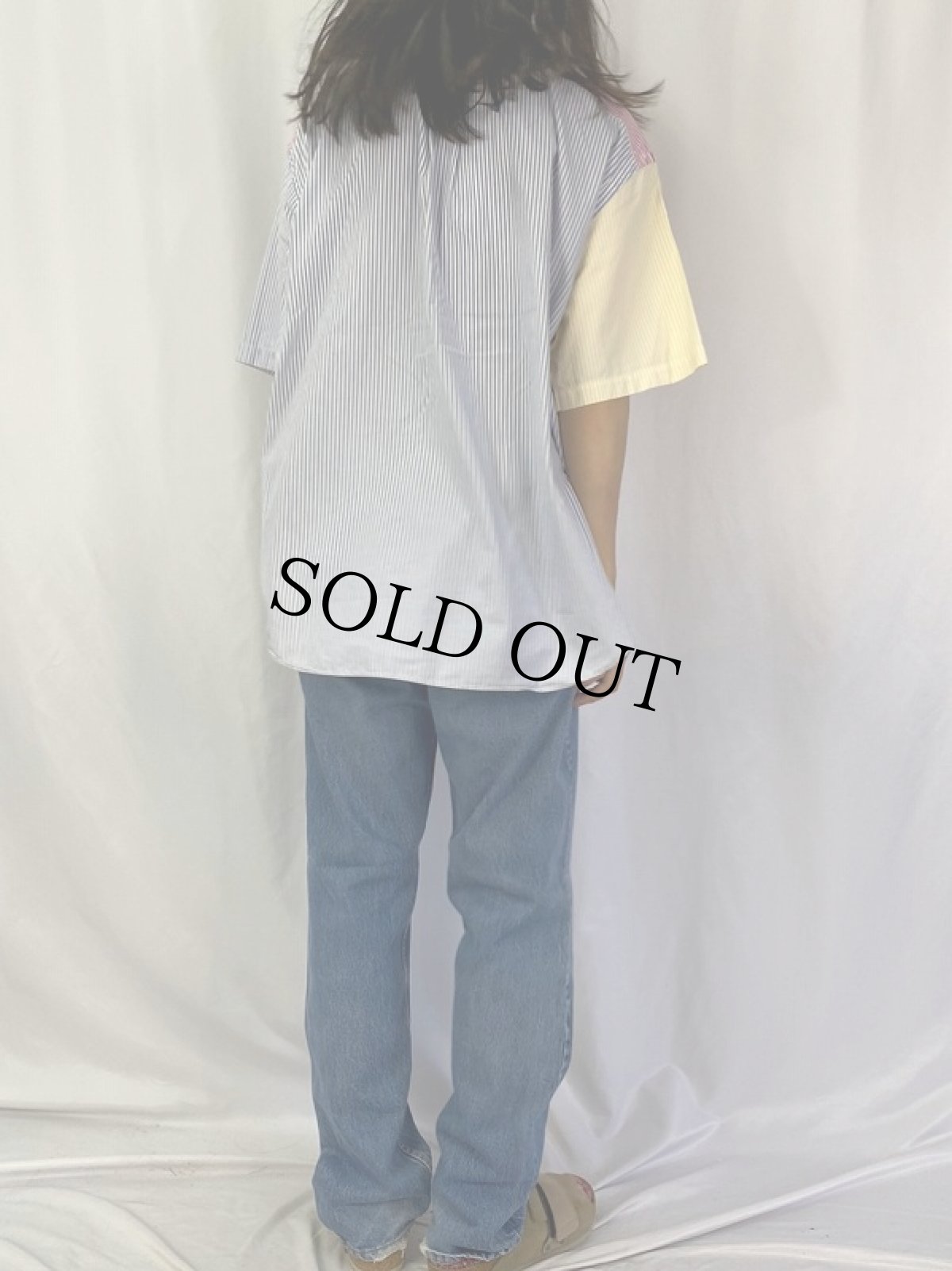 画像5: Ralph Lauren ストライプ柄 クレイジーパターン コットンボタンダウンシャツ 2X (5)