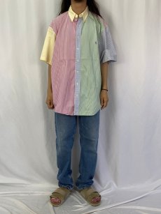 画像3: Ralph Lauren ストライプ柄 クレイジーパターン コットンボタンダウンシャツ 2X (3)