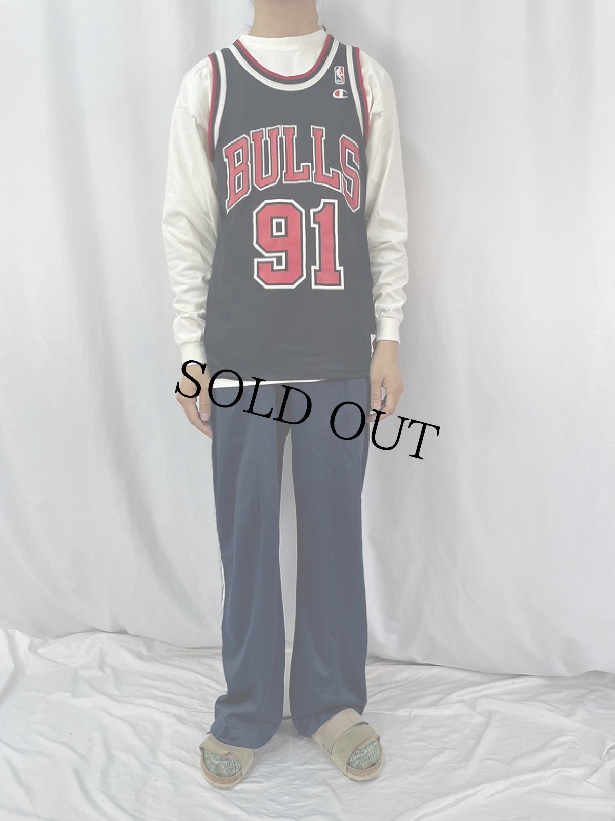 画像3: 90〜00's Champion CHCAGO BULLS USA製 "Dennis Rodman" メッシュゲームタンクトップ SIZE40 (3)