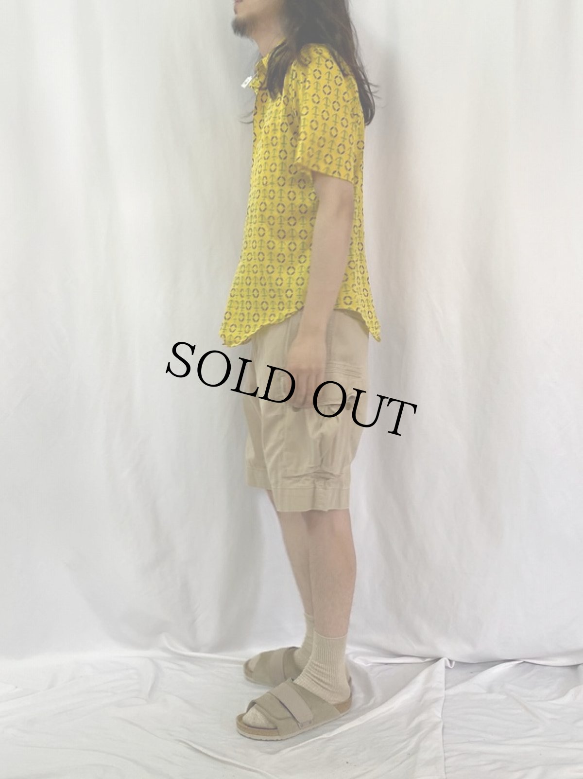 画像3: 70's Marlboro Permanent Press 総柄 ポリシャツ L (3)