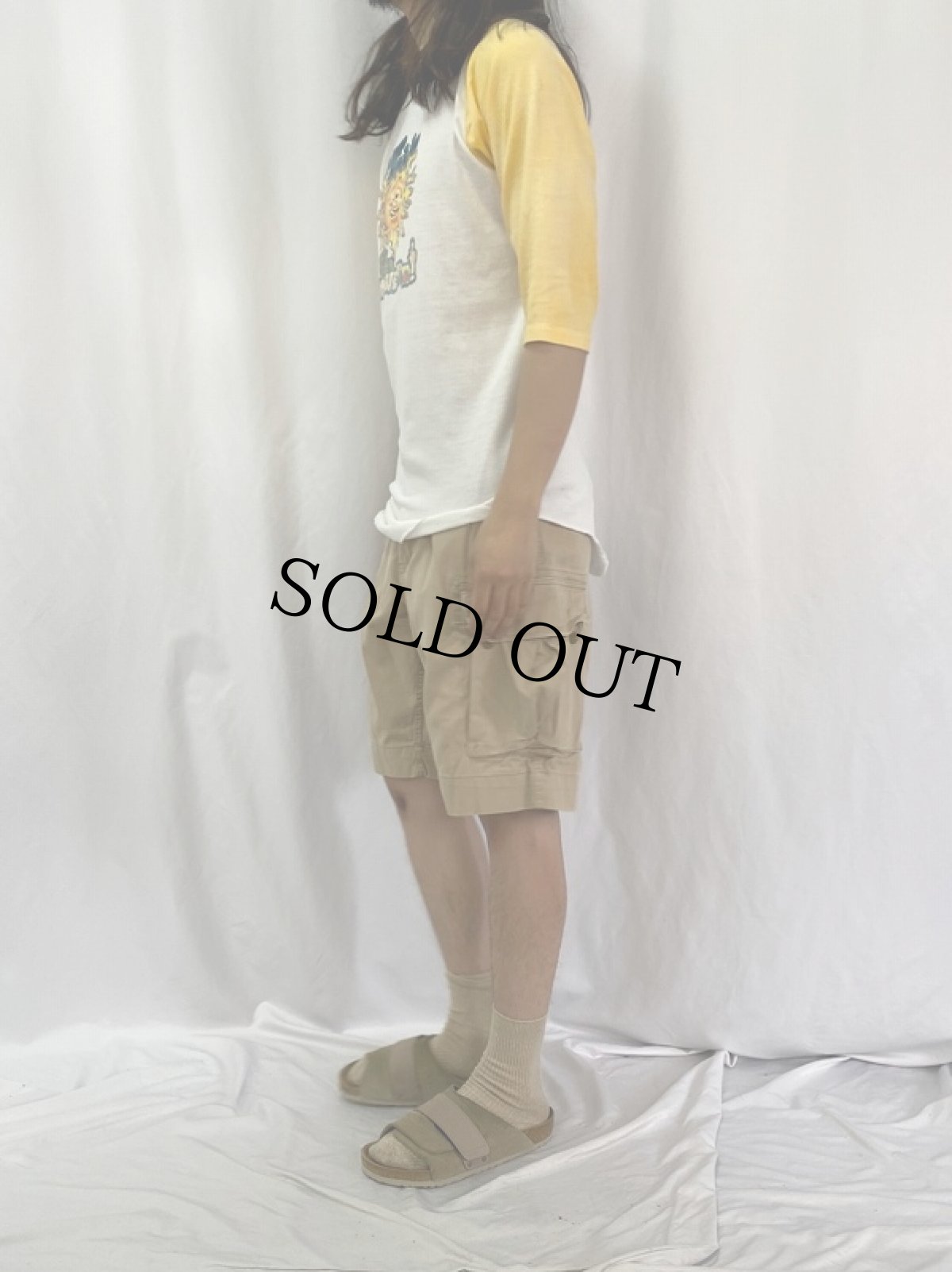 画像3: 70's "KEEP SMILIN" ラメプリントラグランTシャツ L (3)