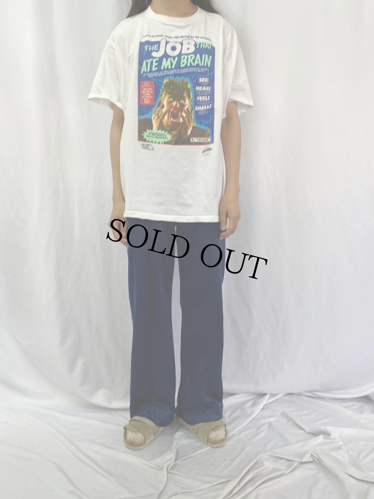 画像2: 90's FUN-O-RAMA MUTT GROENING "THE JOB THAT ATE MY BRAIN" USA製 イラストTシャツ XL (2)