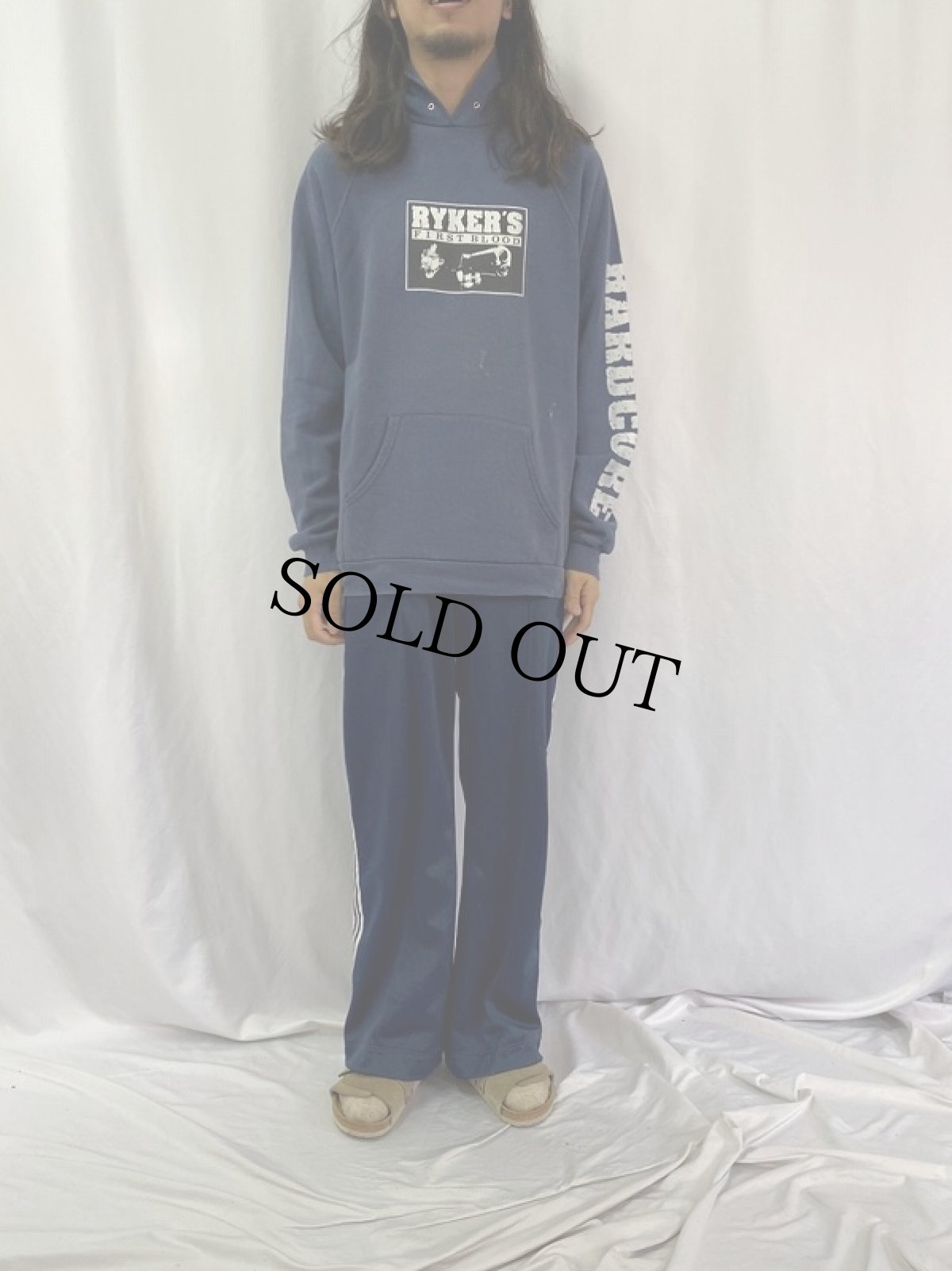 画像3: 1995 RYKER'S "FIRST BLOOD" ハードコアバンド プリントスウェットフーディ XL (3)