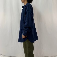 画像3: POLO Ralph Lauren "BERNARD" ストライプ柄 コットンバンドカラーシャツ XL NAVY (3)