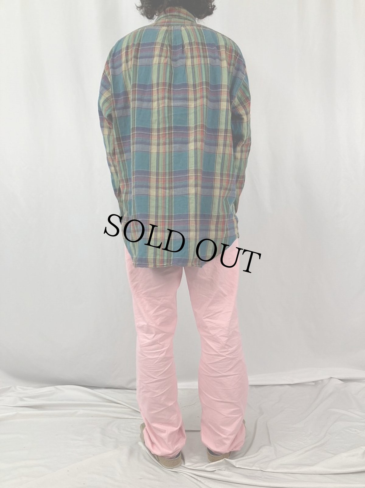 画像4: Ralph Lauren マドラスチェック柄 コットンボタンダウンシャツ L (4)