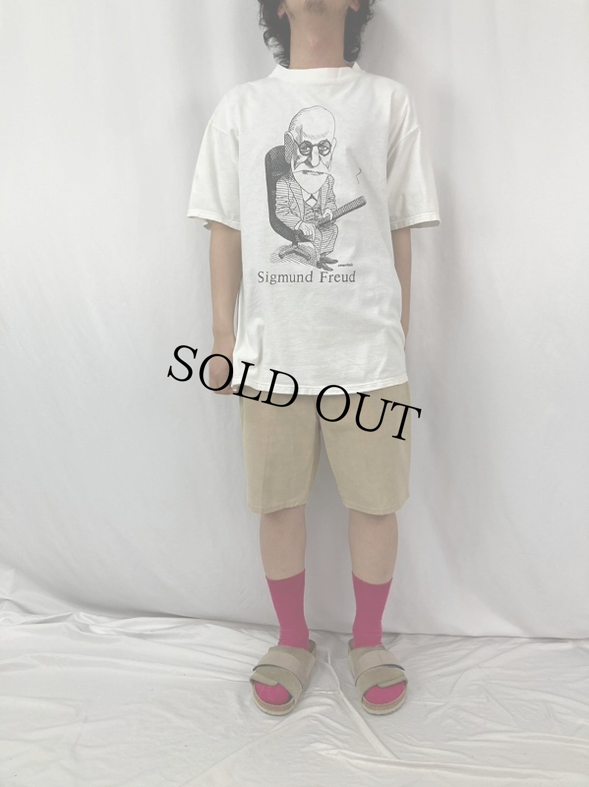 画像2: 90's LARGELY LITERARY "Sigmund Freud" 心理学者イラストTシャツ XL (2)