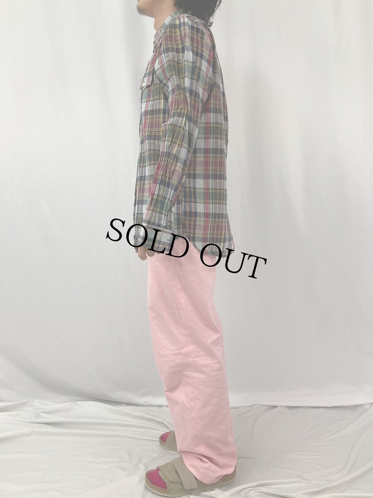 画像3: Ralph Lauren "Bleeding Madras" インディアンマドラスチェック柄 コットンボタンダウンシャツ M (3)