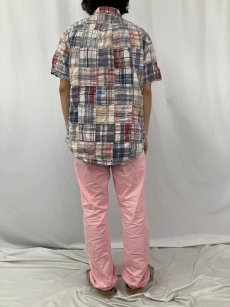 画像4: Ralph Lauren "CUSTOM FIT" マドラスチェック柄 パッチワーク コットンボタンダウンシャツ L (4)