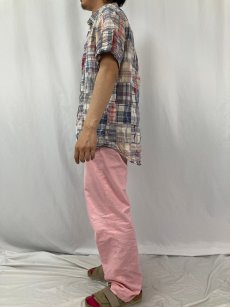 画像3: Ralph Lauren "CUSTOM FIT" マドラスチェック柄 パッチワーク コットンボタンダウンシャツ L (3)