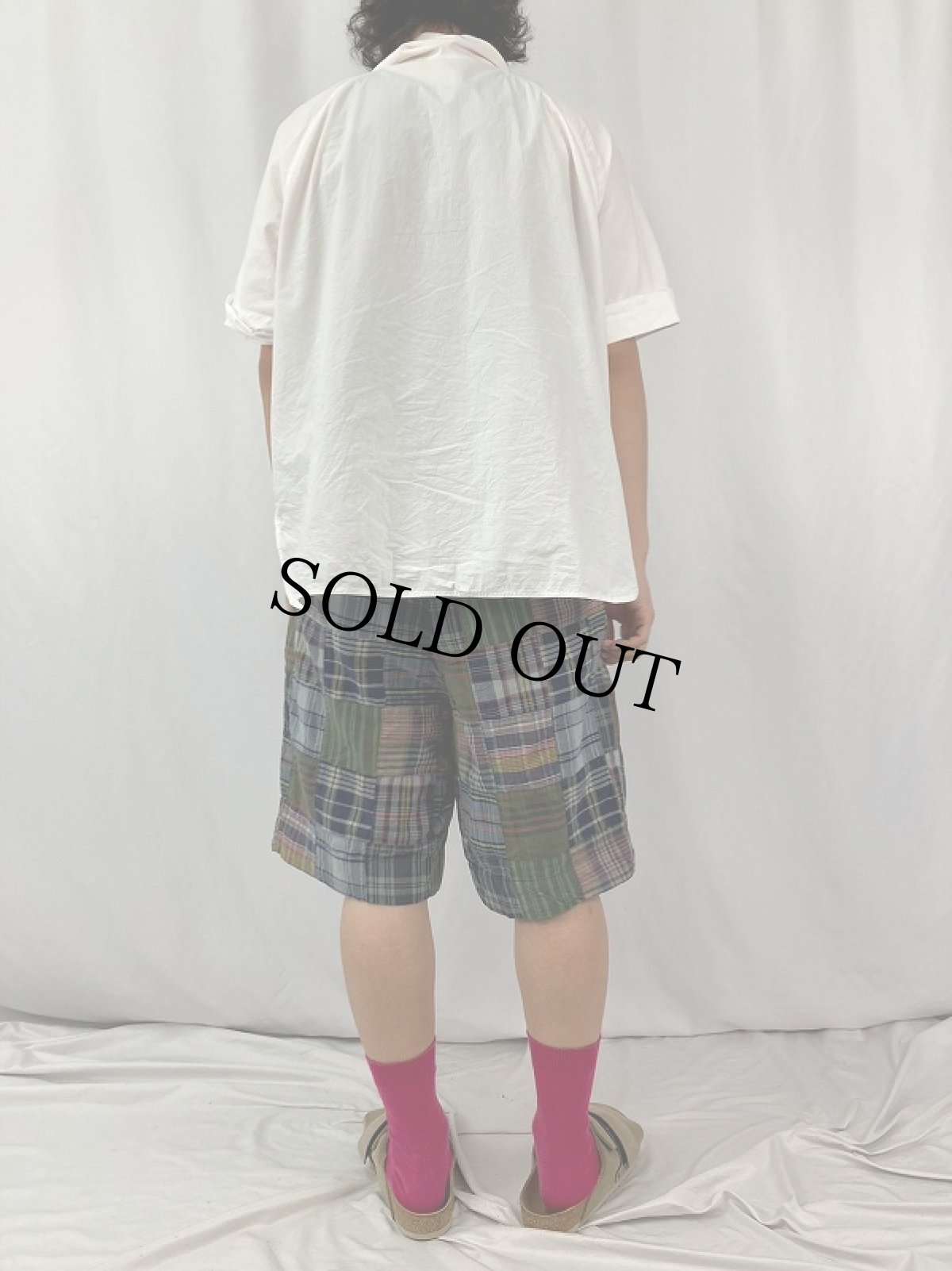 画像4: POLO Ralph Lauren マドラスチェック柄 パッチワーク コットンショーツ W34 (4)