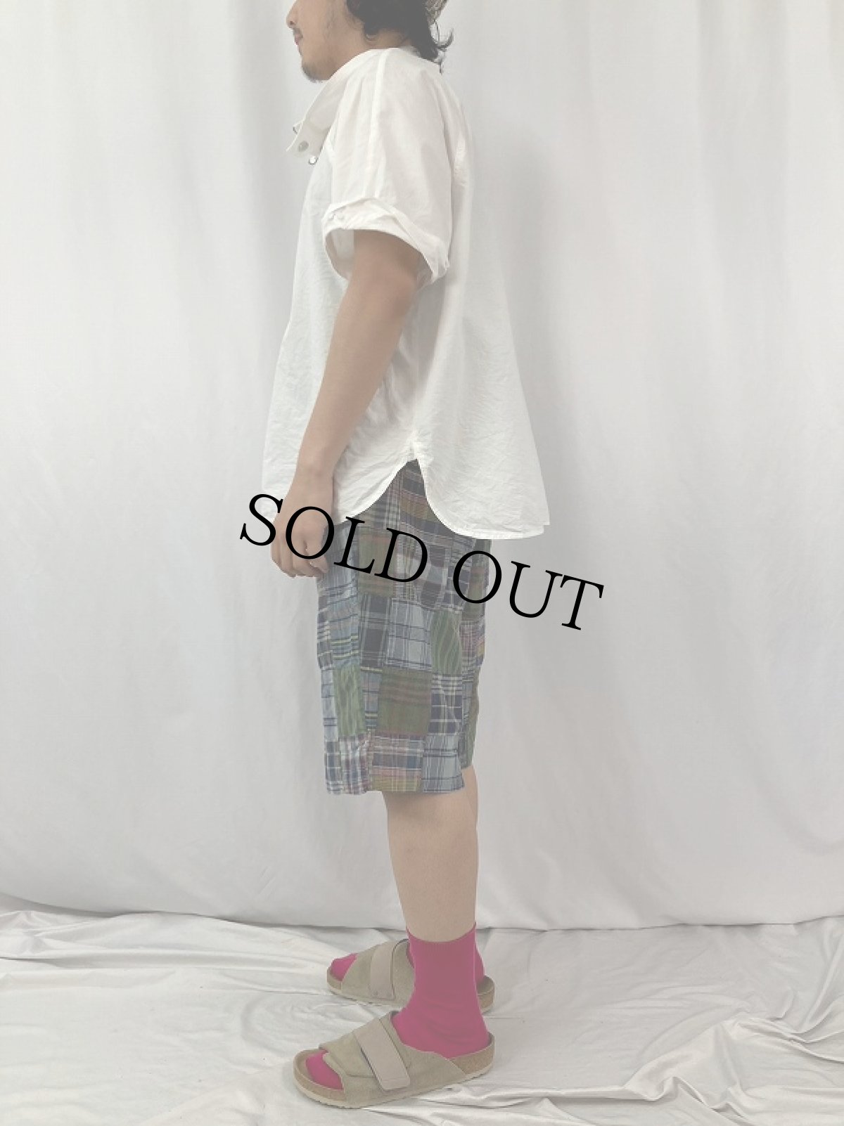 画像3: POLO Ralph Lauren マドラスチェック柄 パッチワーク コットンショーツ W34 (3)