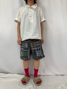 画像2: POLO Ralph Lauren マドラスチェック柄 パッチワーク コットンショーツ W34 (2)