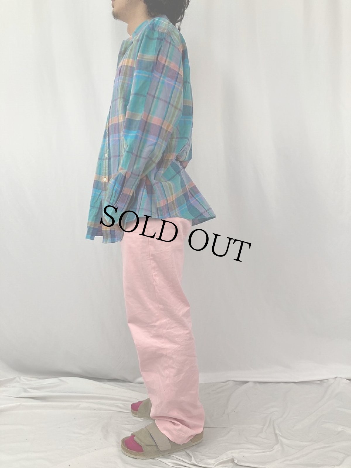 画像3: Ralph Lauren マドラスチェック柄 コットンボタンダウンシャツ XL (3)