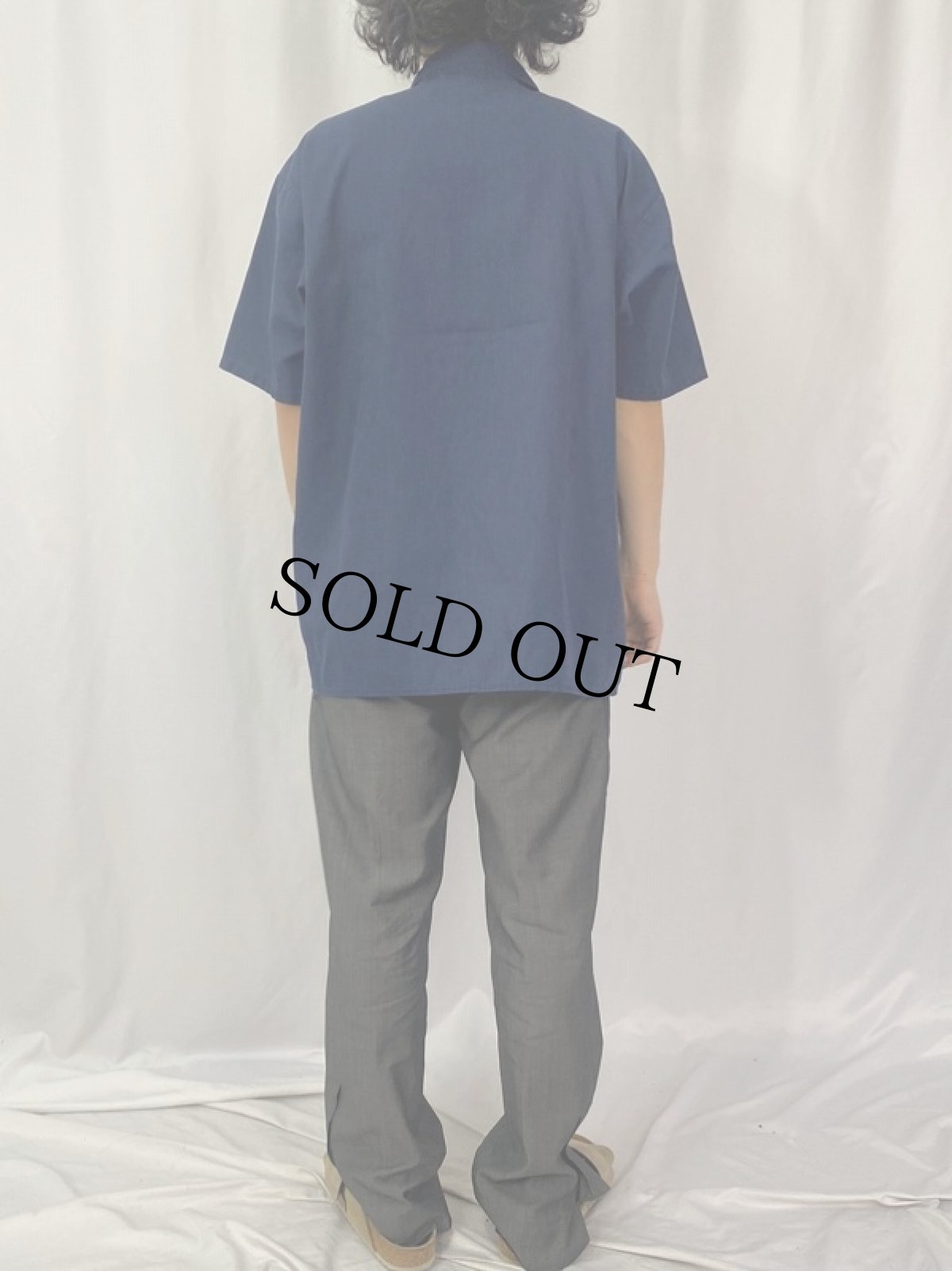 画像4: 70's BEN DAVIS USA製 ハーフジップ ワークシャツ XL NAVY (4)