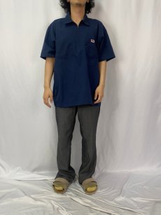 画像2: 70's BEN DAVIS USA製 ハーフジップ ワークシャツ XL NAVY (2)