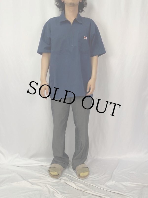 70年代 BEN DAVIS ベン デイビス ブラック　ハーフジップ　70s 70年代 BEN DAVIS ベンデイビス ワンポイントロゴ 半袖 ハーフ