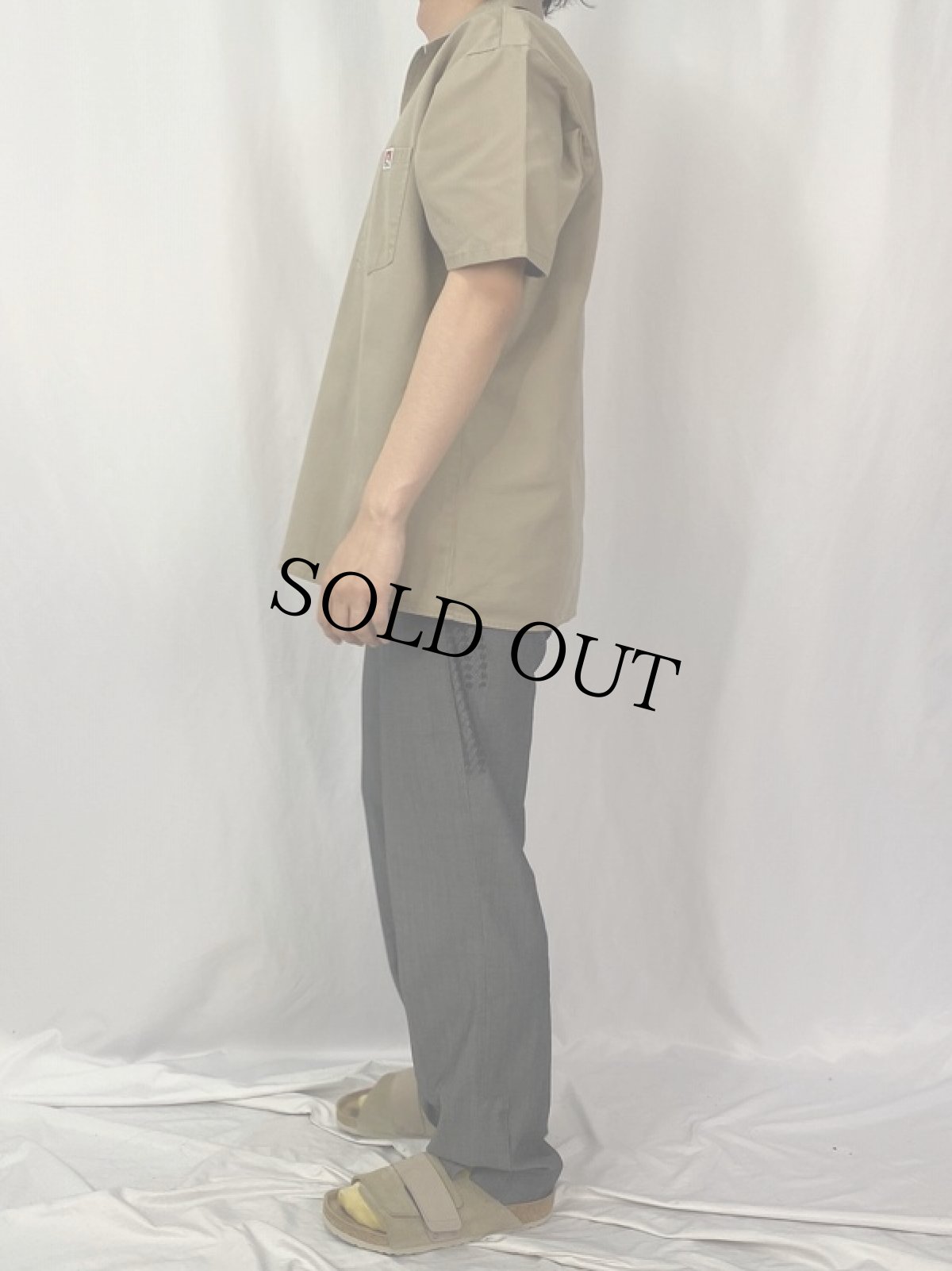 画像3: 80〜90's BEN DAVIS USA製 ハーフジップ ワークシャツ L  (3)