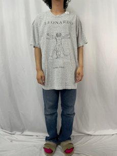 画像2: 90's LEONARD DE VINCI ウィトルウィウス的人体図 アートプリントTシャツ XL (2)