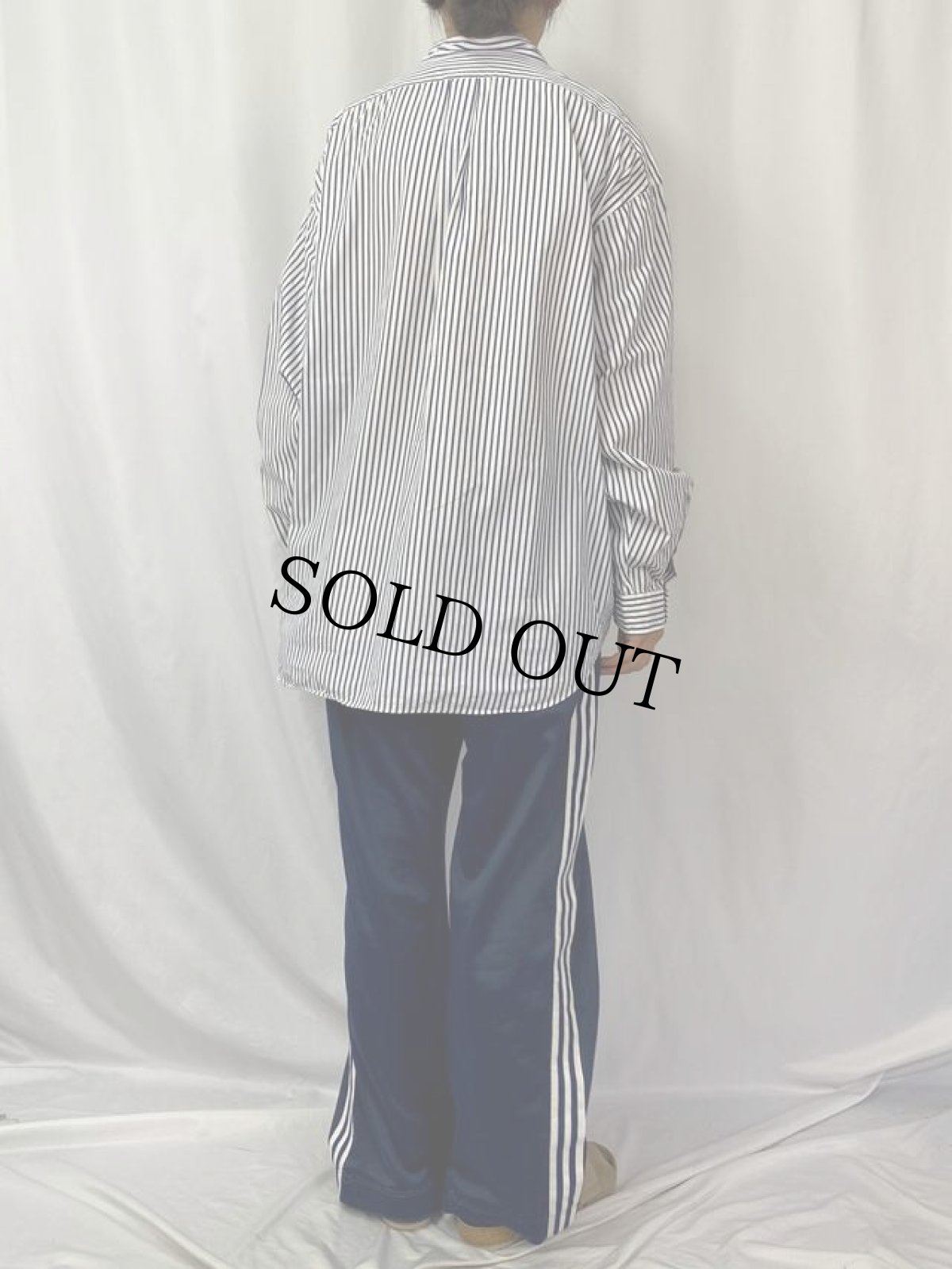 画像4: Ralph Lauren "BIG SHIRT" ロゴ刺繍 ストライプ柄 コットンボタンダウンシャツ XXL (4)