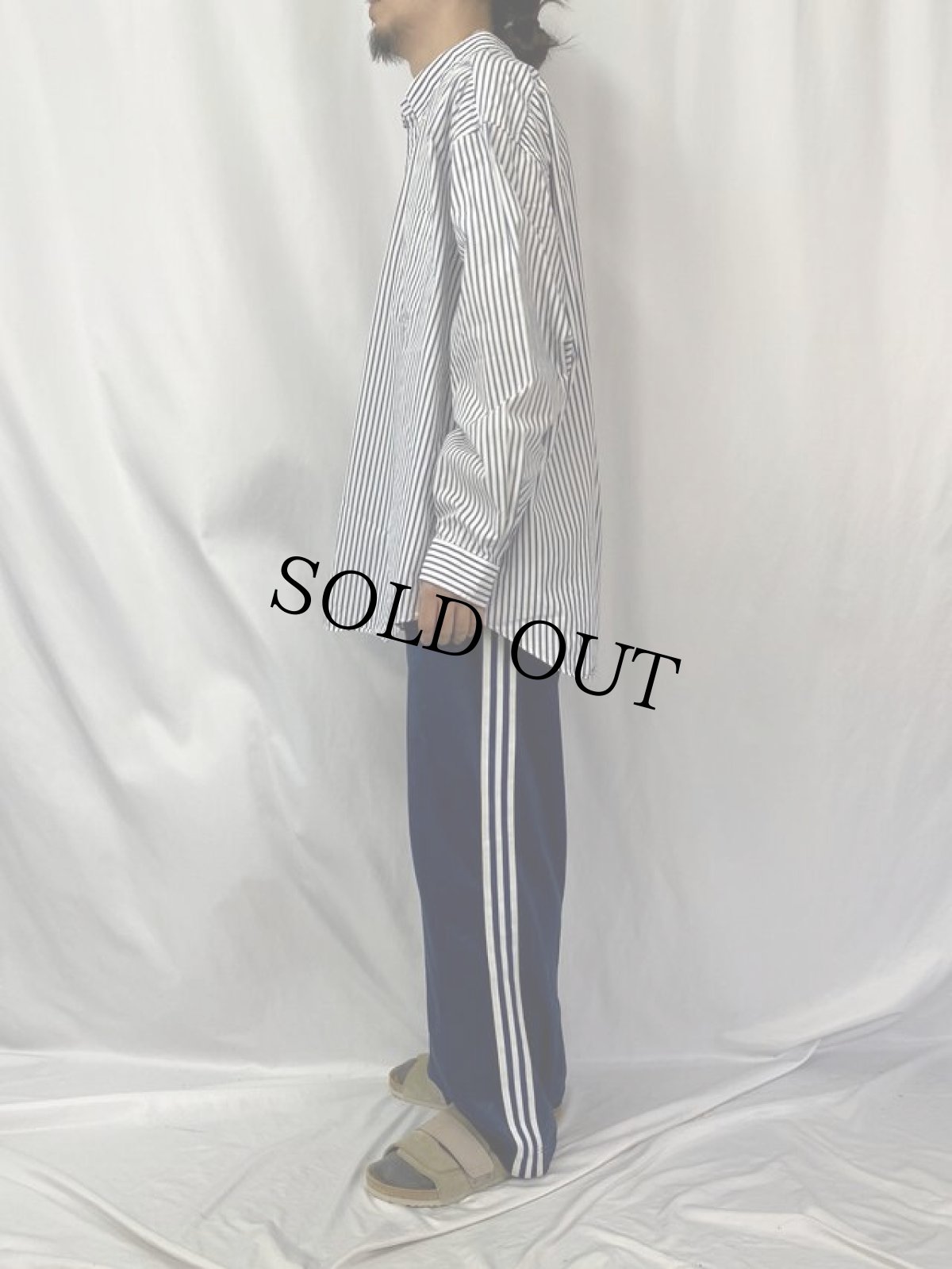 画像3: Ralph Lauren "BIG SHIRT" ロゴ刺繍 ストライプ柄 コットンボタンダウンシャツ XXL (3)