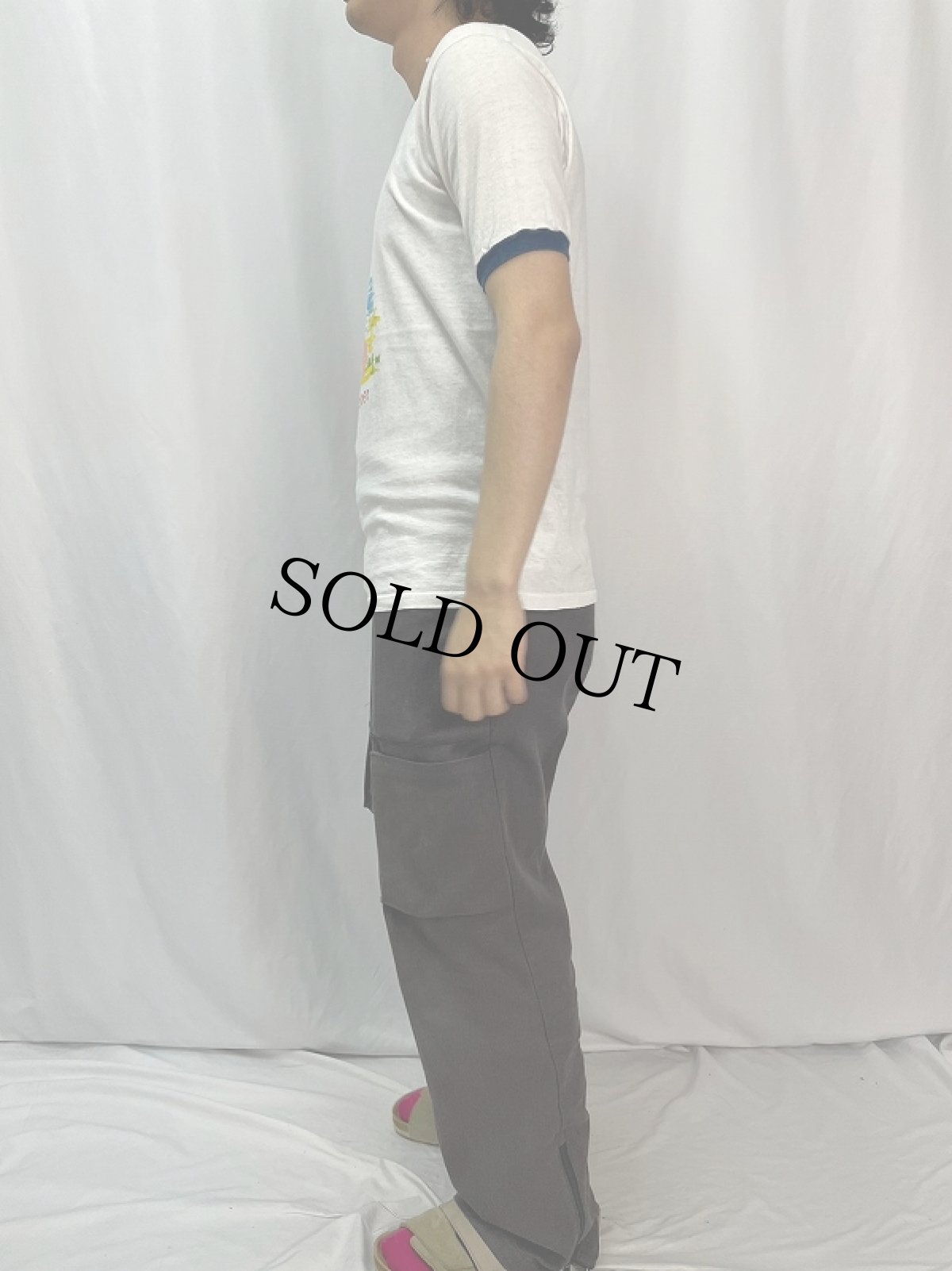 画像3: 70〜80's "BERMUDA MOTOR BIKE RIDER" 染み込みプリントリンガーTシャツ (3)