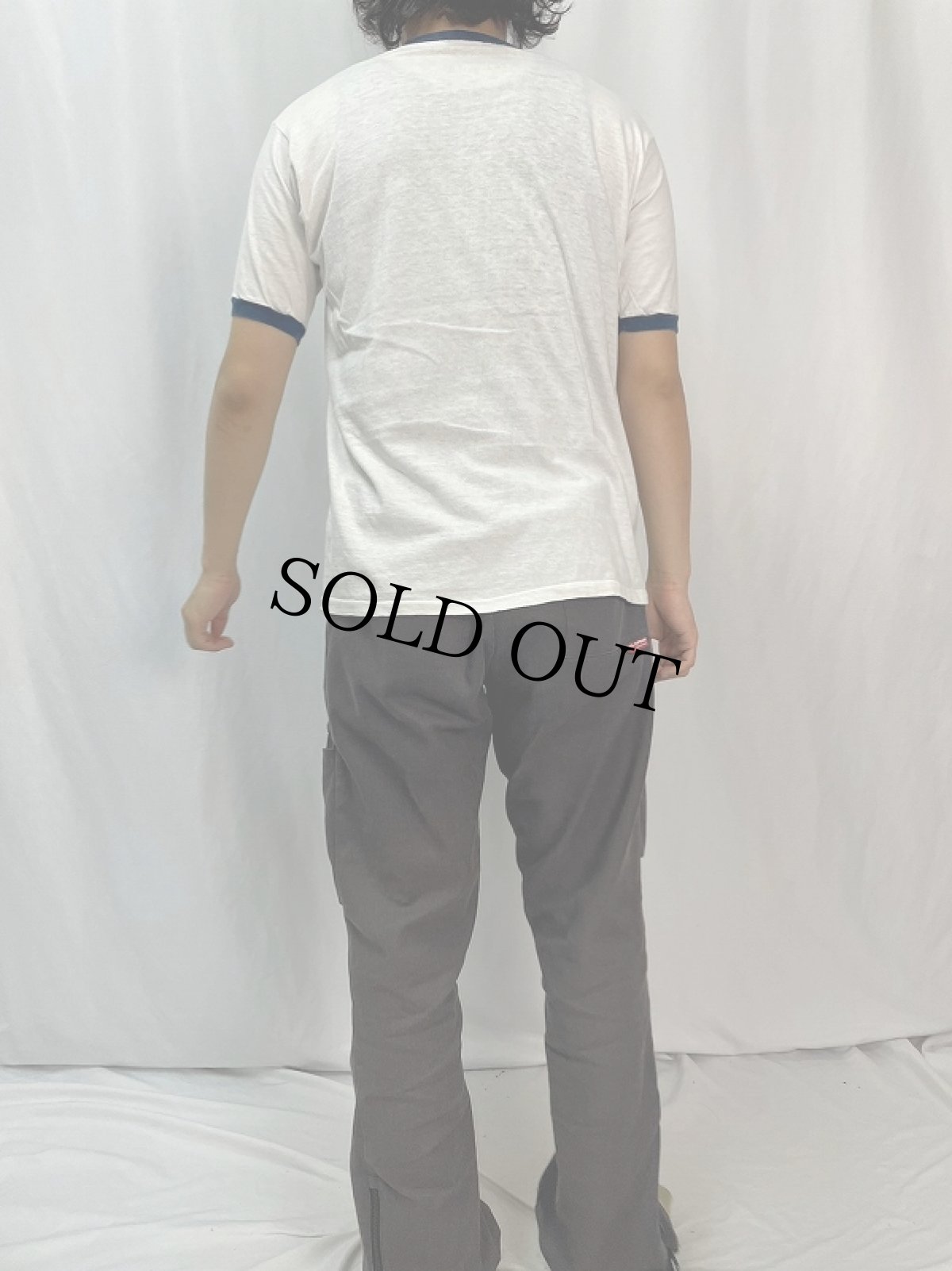 画像4: 70〜80's "BERMUDA MOTOR BIKE RIDER" 染み込みプリントリンガーTシャツ (4)