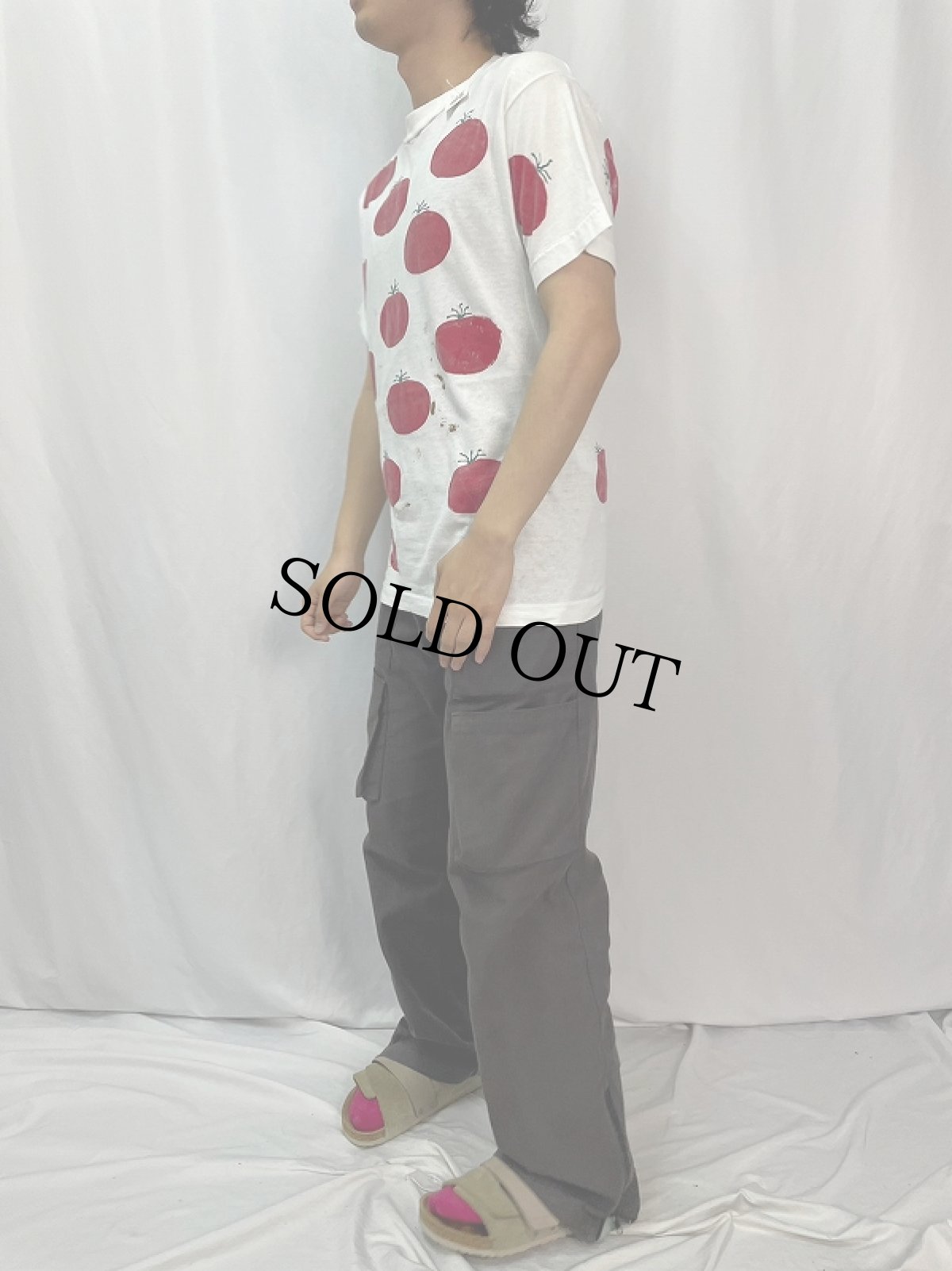 画像3: 80〜90's USA製 トマト柄 大判プリントTシャツ L (3)