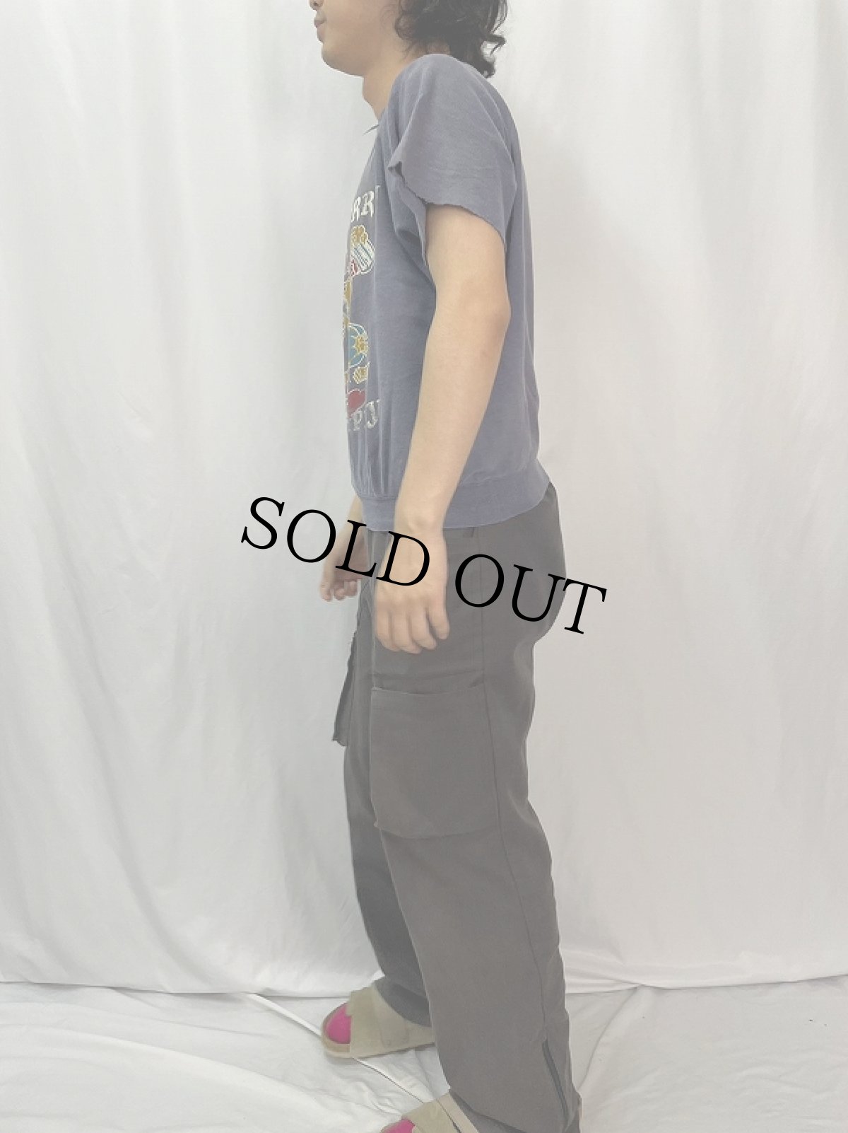 画像3: 〜80's USA製 "DON'T WORRY BE HAPPY" キャラクタープリント カットオフラグランスウェット (3)