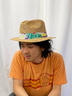画像2: 【SALE】 VINTAGE USA製 リボンデザイン ストロー中折れハット XL (2)