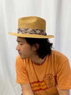 画像3: 70's KANGOL Design USA製 リボンデザイン ストロー中折れハット (3)