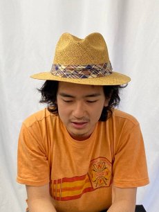 画像2: 70's KANGOL Design USA製 リボンデザイン ストロー中折れハット (2)