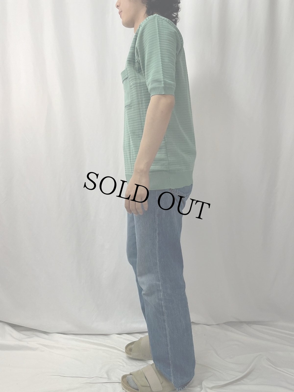 画像3: EURO Pierre d'Asniel ハーフジップ ボーダー柄 ニットポロシャツ (3)