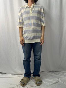 画像2: Guy de Berac FRANCE製 ボーダー柄ニットポロシャツ XL (2)