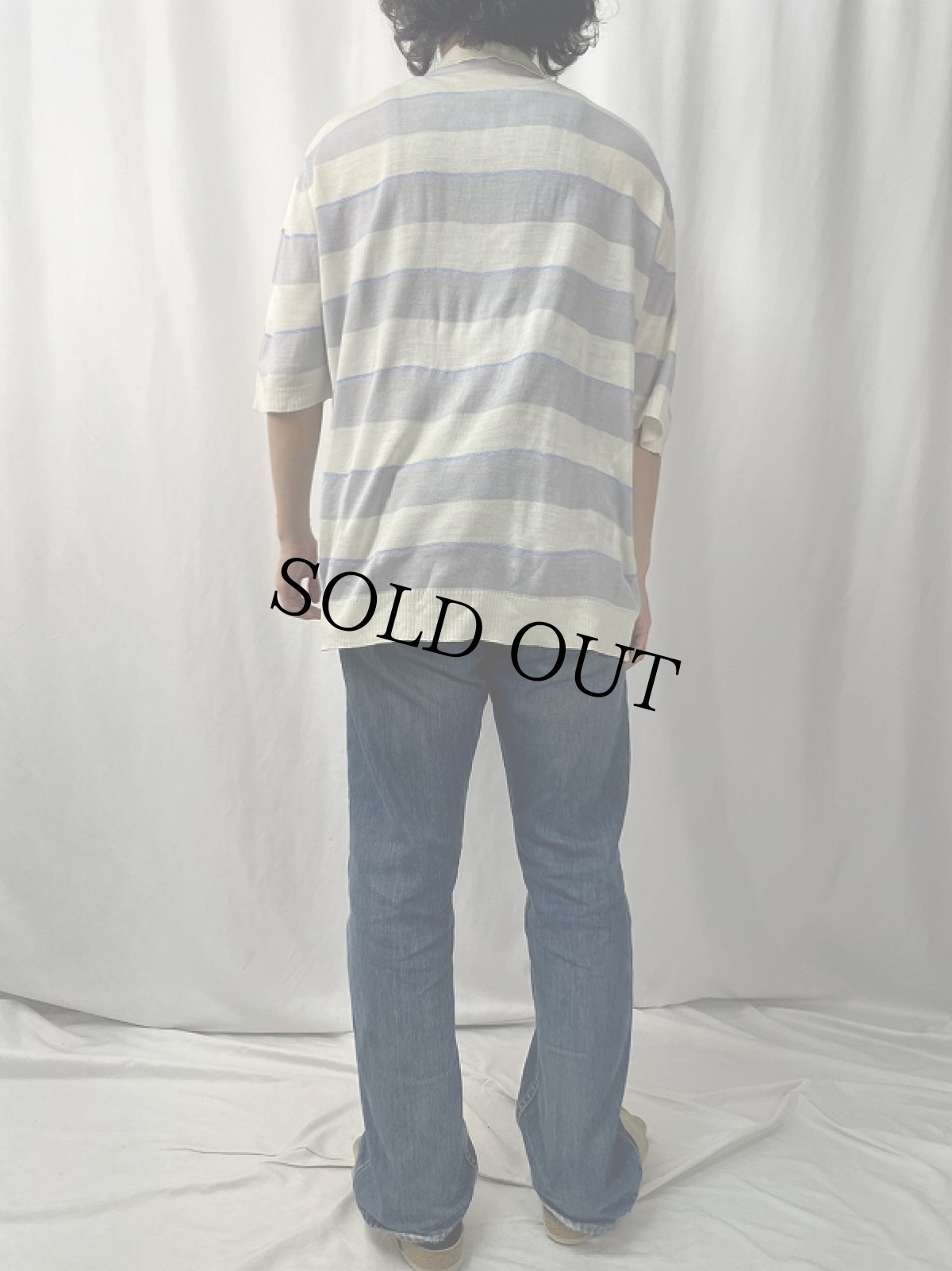 画像4: Guy de Berac FRANCE製 ボーダー柄ニットポロシャツ XL (4)