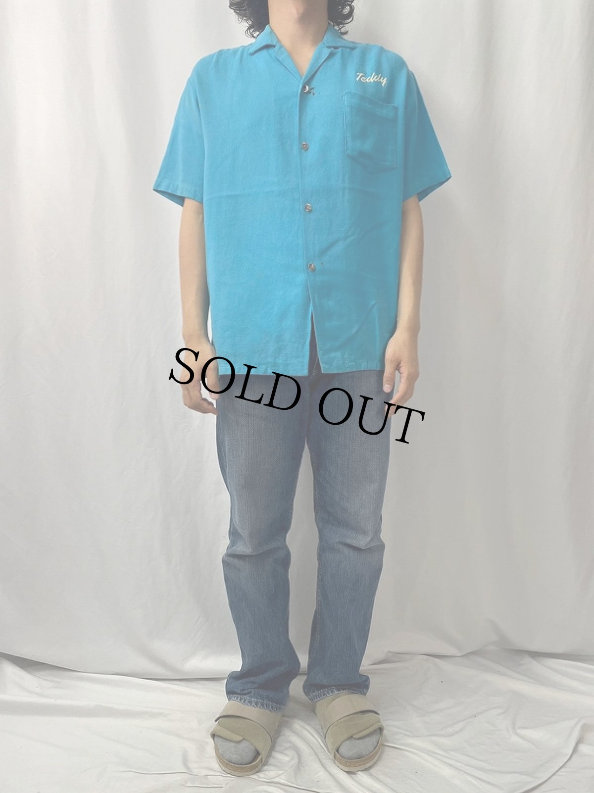 画像3: 60's Malihini "RURAL KOI KINGYO ASS'N" フロッキープリント オープンカラーシャツ (3)