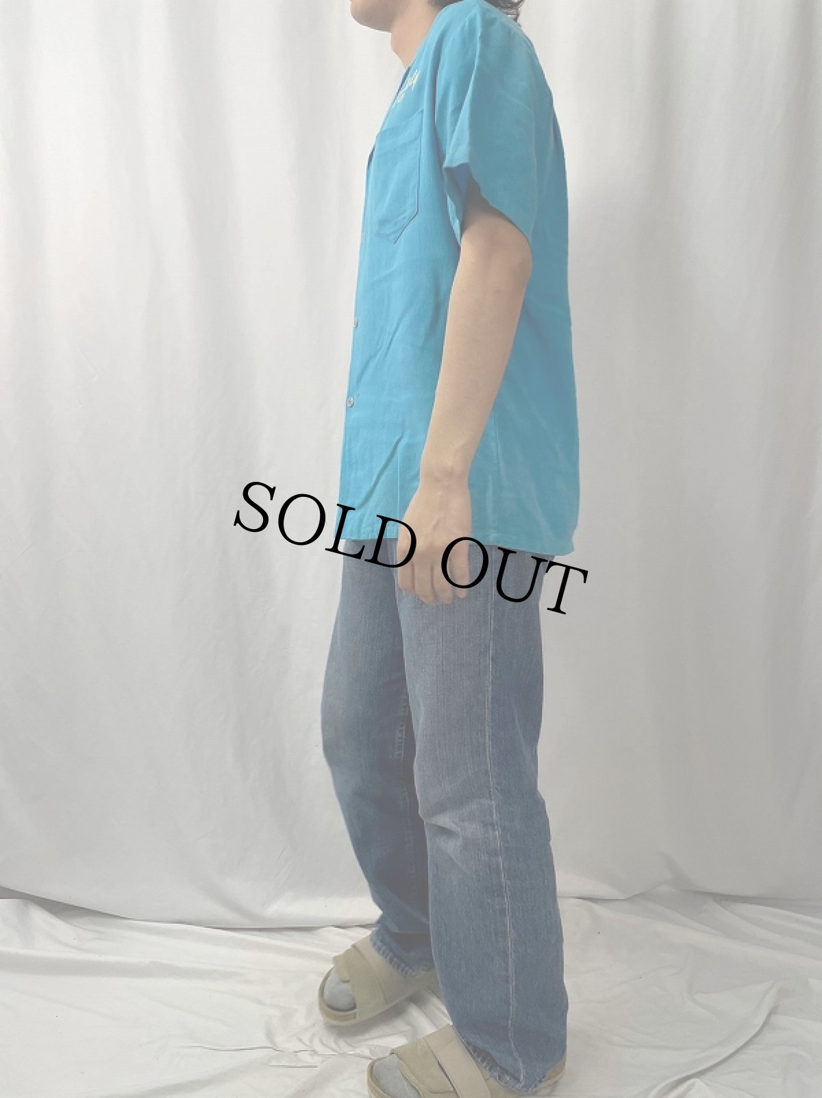 画像4: 60's Malihini "RURAL KOI KINGYO ASS'N" フロッキープリント オープンカラーシャツ (4)