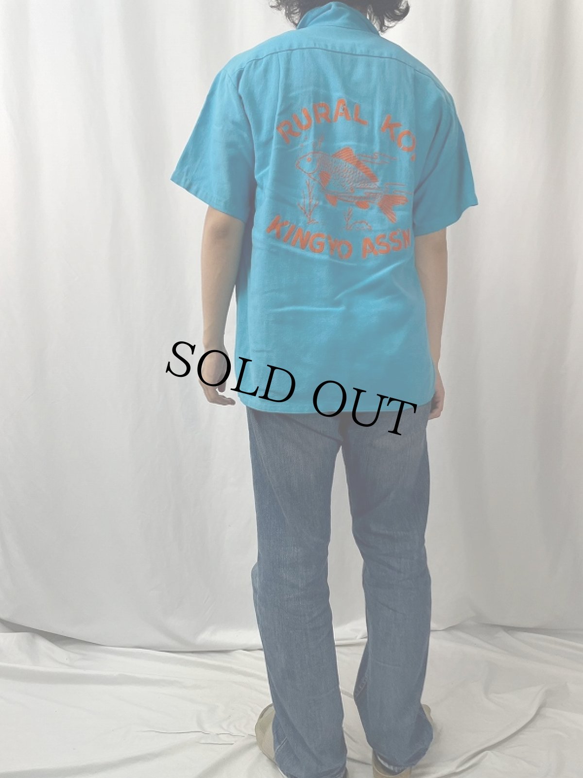 画像5: 60's Malihini "RURAL KOI KINGYO ASS'N" フロッキープリント オープンカラーシャツ (5)