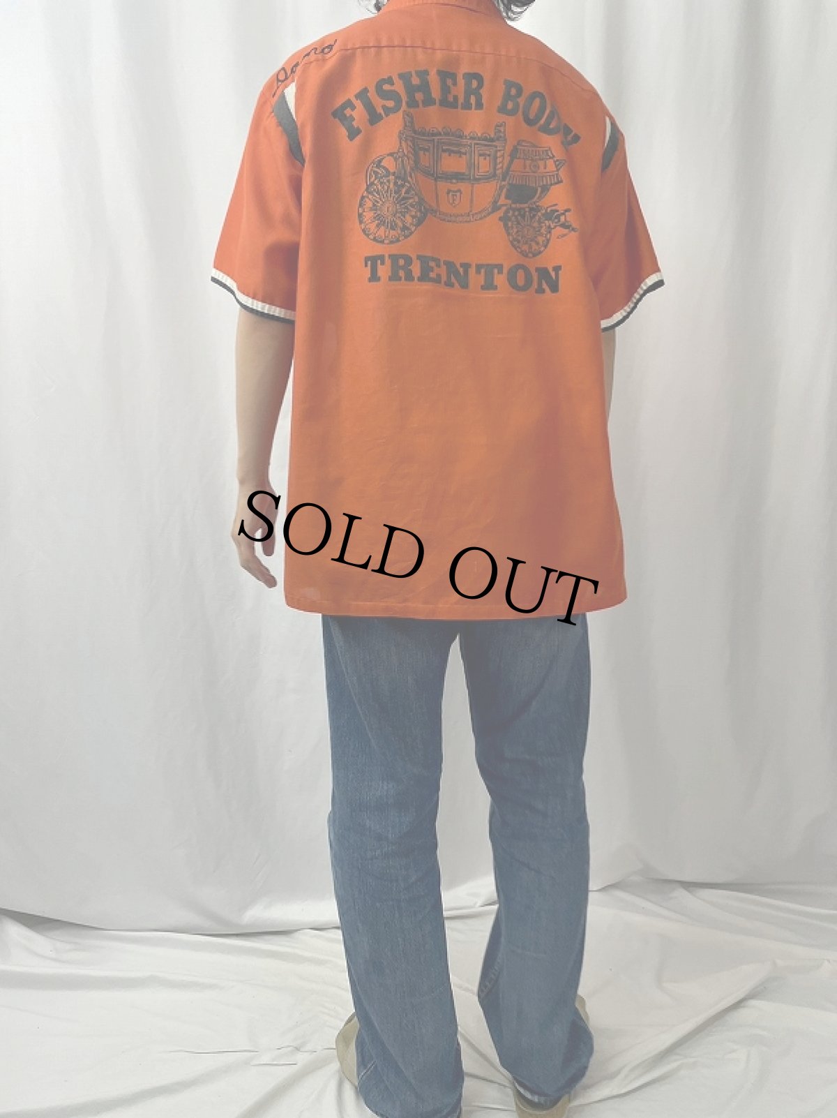 画像5: 60's Hilton USA製 ニット切り替え フロッキープリントボーリングシャツ L (5)