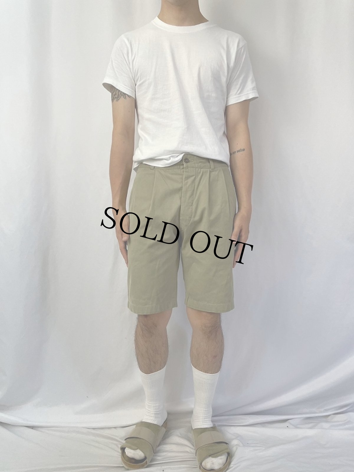 画像2: 【SALE】 40's EURO MILITARY 2タック チノショーツ W30 (2)