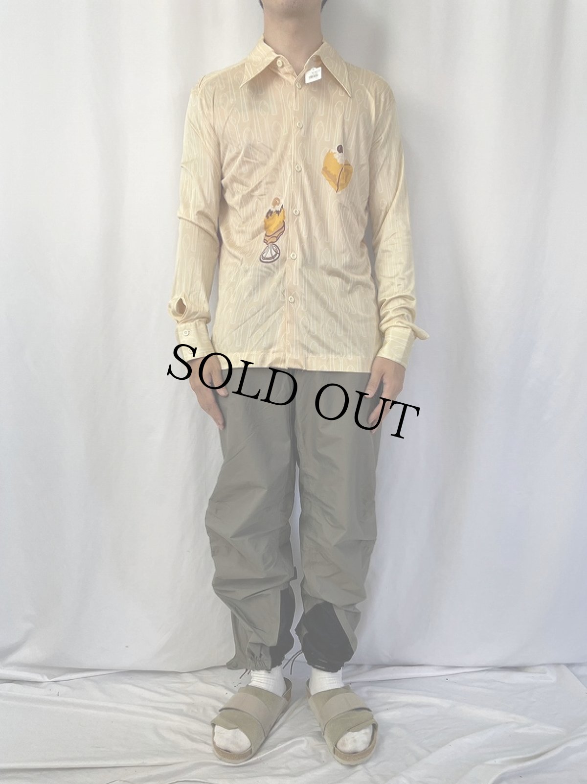 画像3: 70's Montecarlo スイーツ柄プリントシャツ (3)