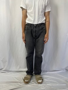 画像2: 90's Levi's 501 USA製 "サルファブラック" ブラックデニムパンツ W33 (2)