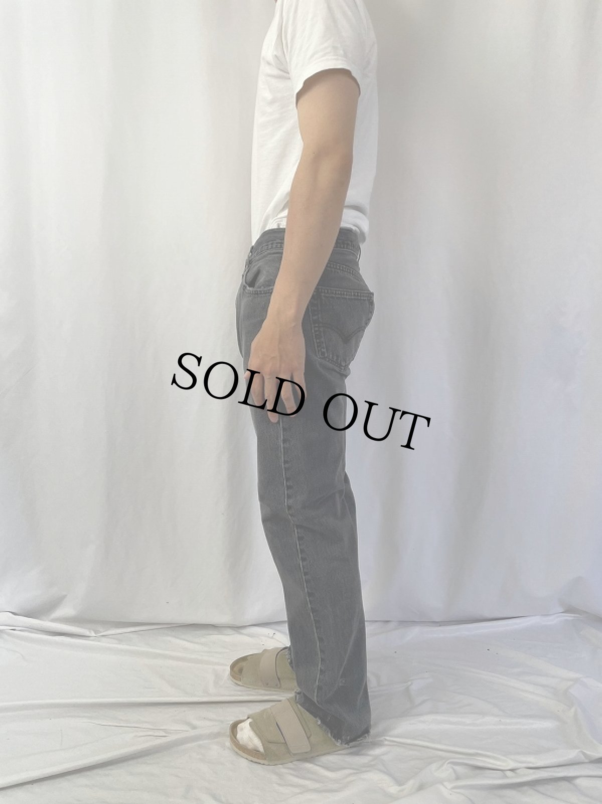 画像3: 90's Levi's 501 USA製 "サルファブラック" ブラックデニムパンツ W33 (3)