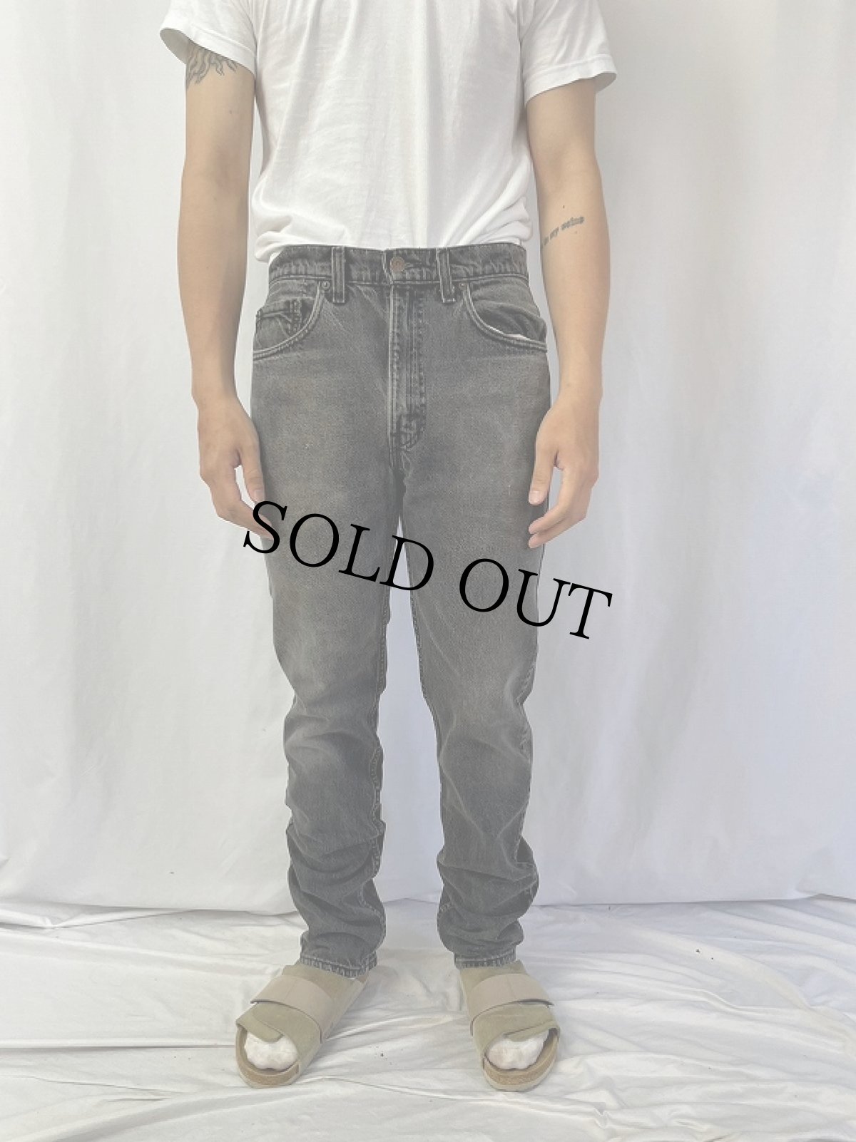 画像2: 90's Levi's 505 USA製 "サルファブラック" ブラックデニムパンツ W31 (2)